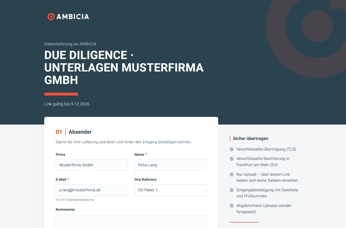 Daten-Drop im AMBICIA-Design